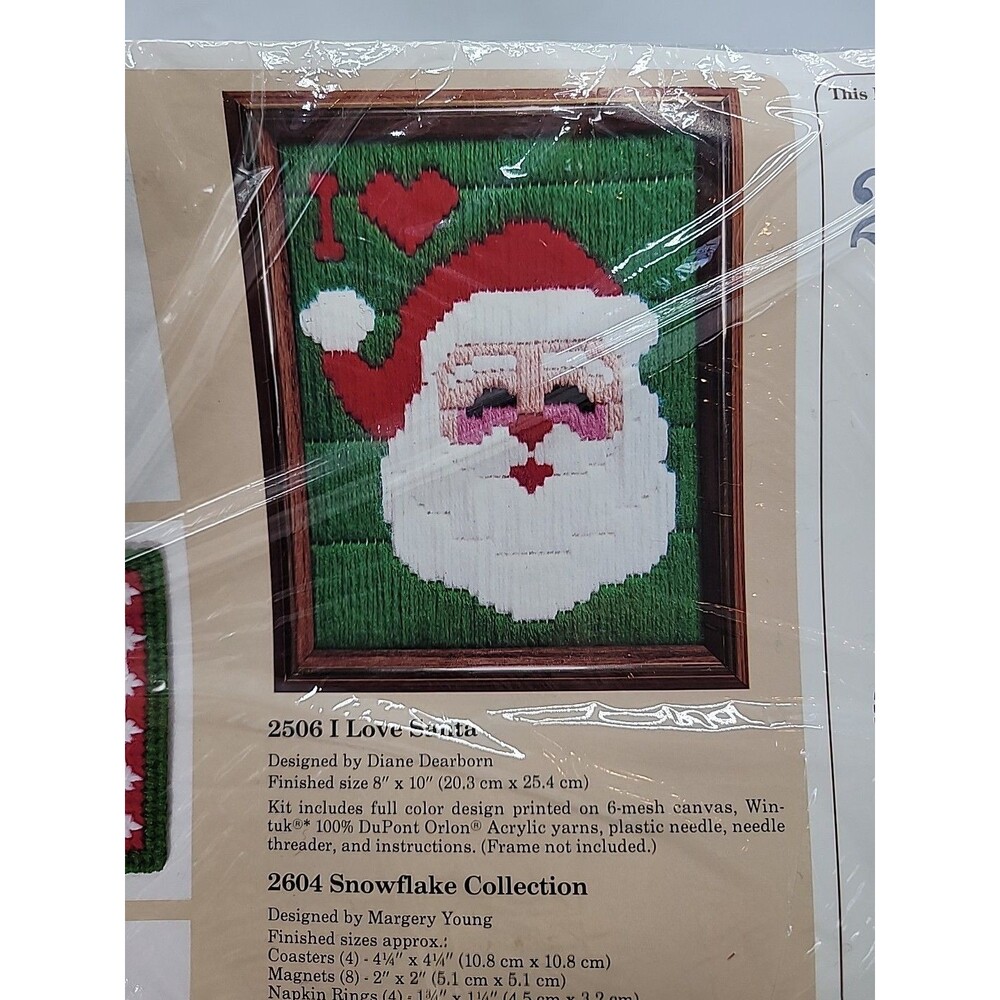 Vintage I Love Santa Needlepoint Kit 2506 The Creative Circle Kit New